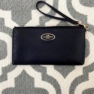 Coach zip wallet wristlet, leather-Navy